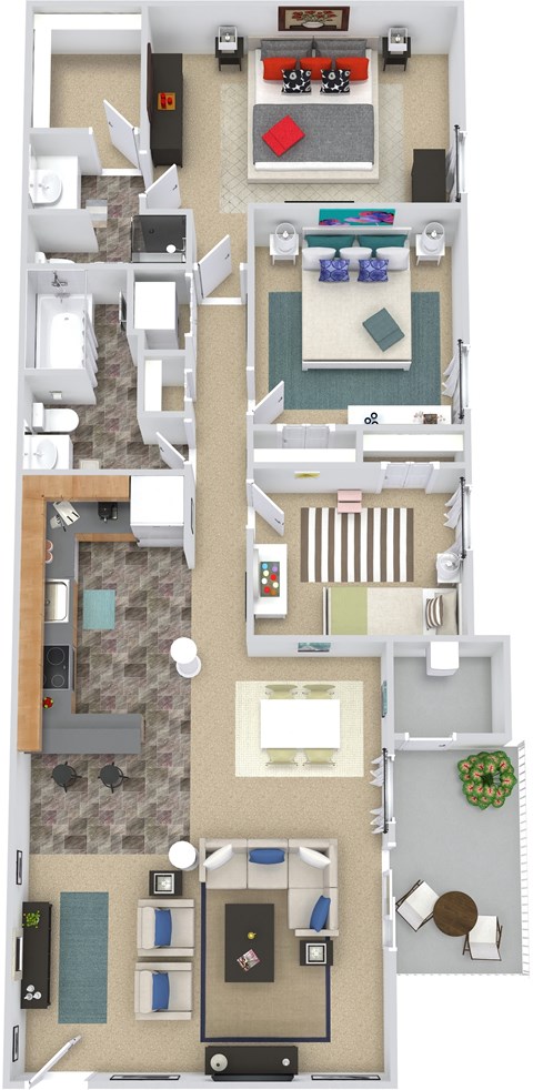 a floor plan of a house with bedrooms and a living room